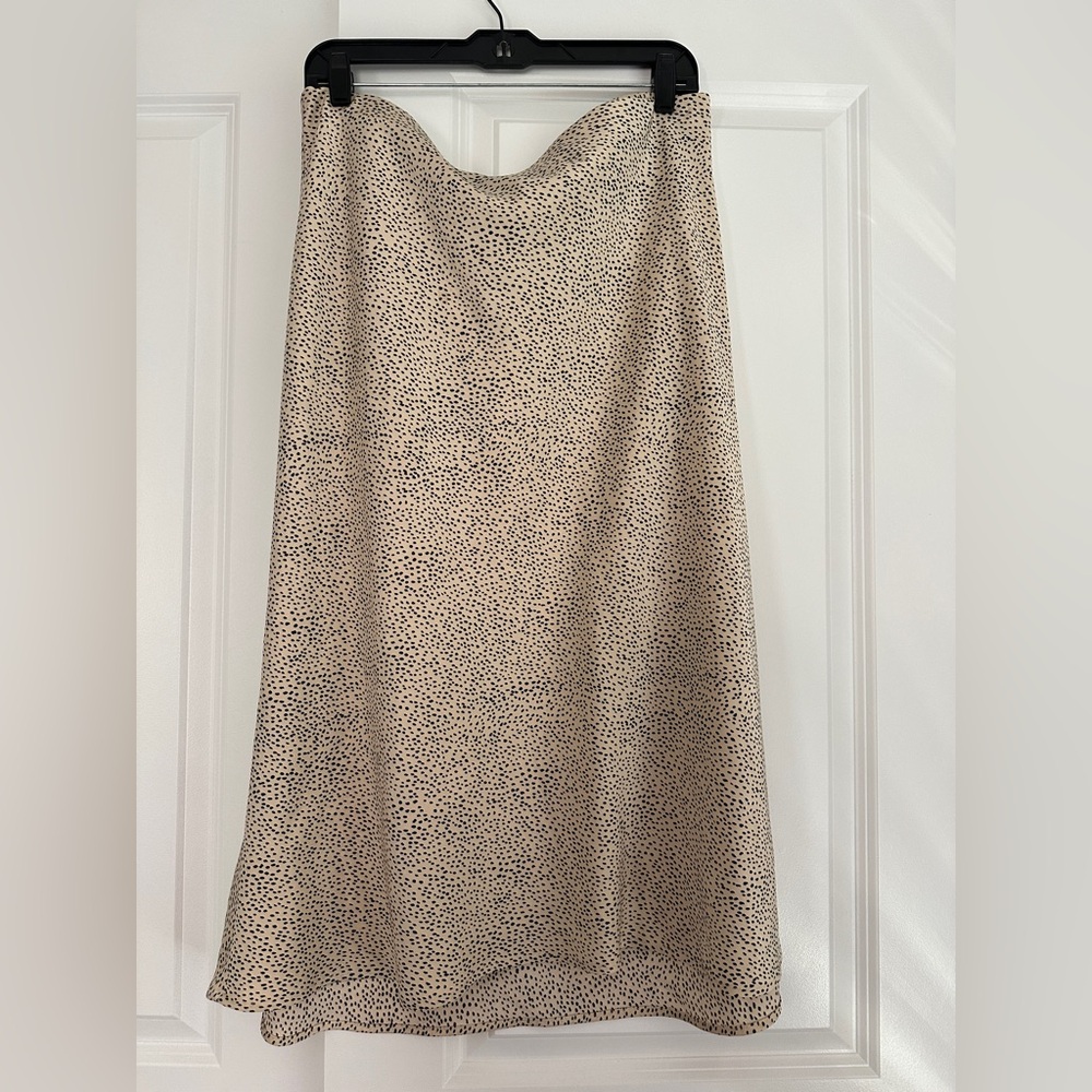 Rachel Zoe Cream Midi Skirt with Black Speckle Print